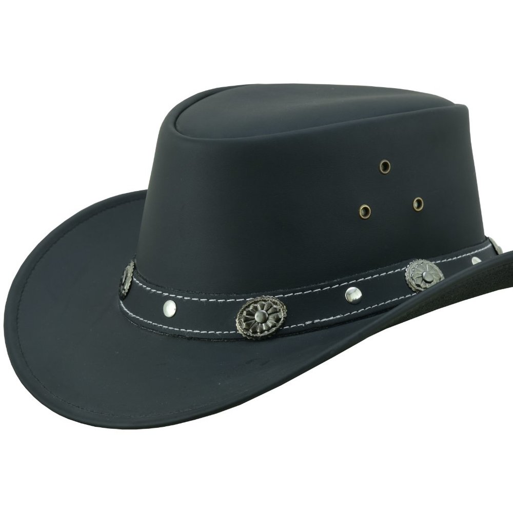 Black Capri Leather Hat Water Resistant  Cowboy  Western Hat for Rain Durable